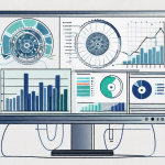 A computer monitor with various graphs and charts on display