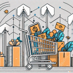 A thriving digital marketplace with various ecommerce elements such as shopping carts