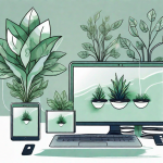 A growing plant that is connected to various digital devices