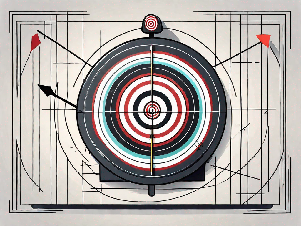 A digital dartboard with arrows hitting the bullseye