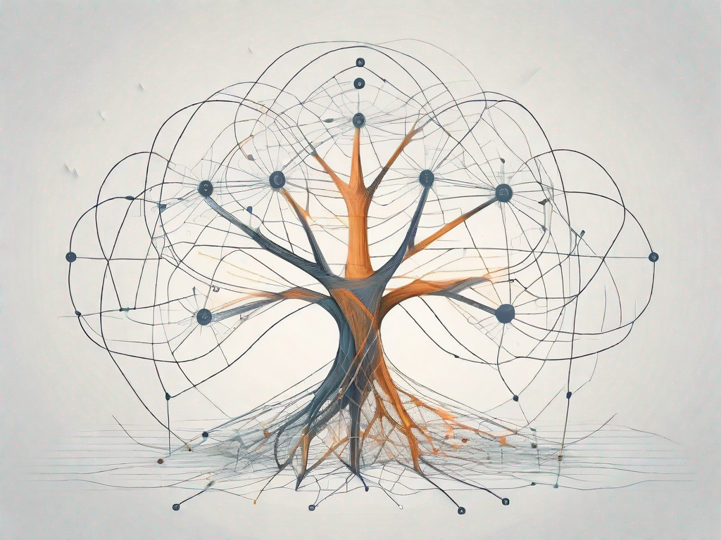 A thriving digital tree with various interconnected nodes