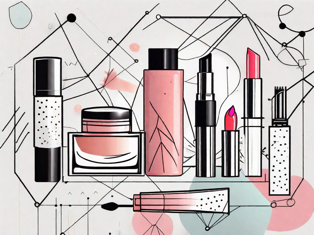 A variety of beauty products like lipstick