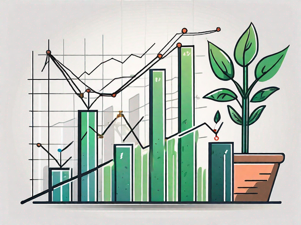 A powerful magnet attracting various symbols of growth such as a rising graph