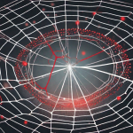 A magnifying glass hovering over a web of interconnected dots and lines