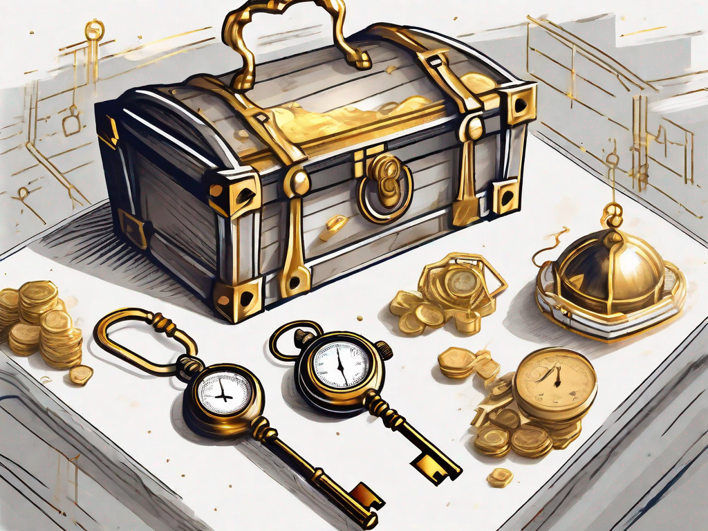 A symbolic key unlocking a treasure chest overflowing with gold and jewels