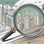 A magnifying glass focusing on a symbolic seo agency building