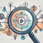 A magnifying glass focusing on a group of affiliate marketing icons