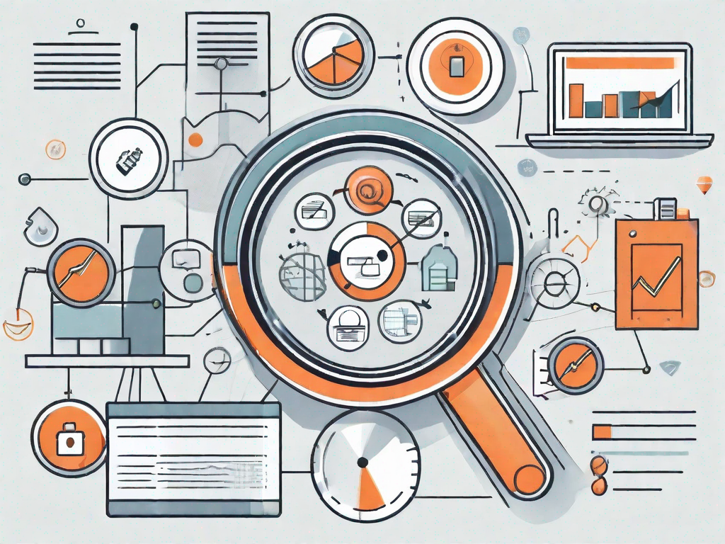 A magnifying glass hovering over a symbolic representation of the hubspot crm platform