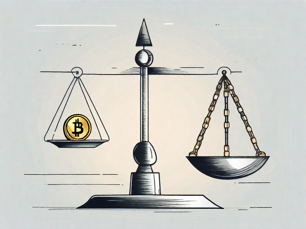 A scale balancing a coin and a mouse click symbol