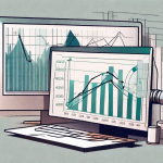 A pair of binoculars focusing on a computer screen displaying graphs and charts