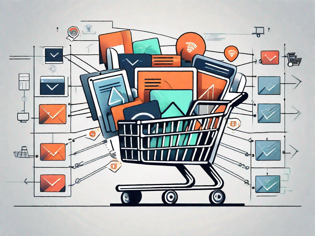 A shopping cart being divided into different sections