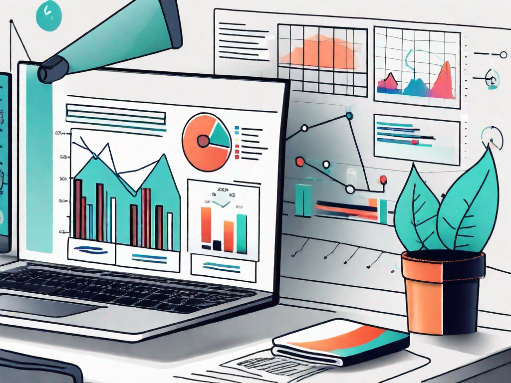 A computer screen displaying various digital marketing tools and graphs