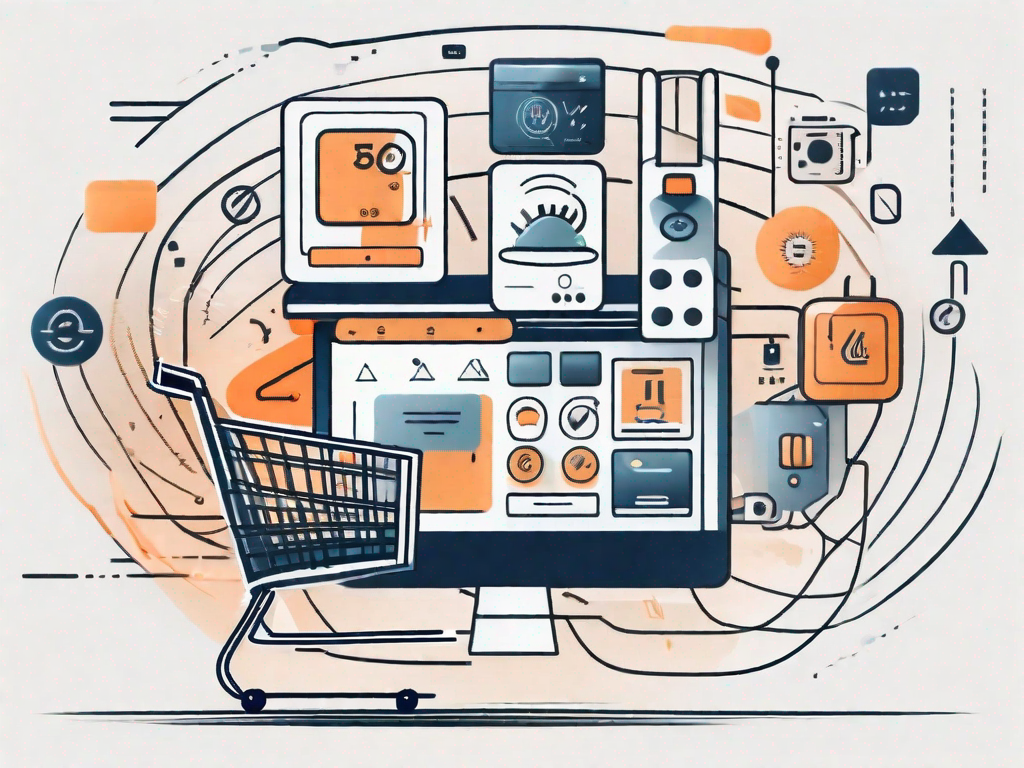 A digital shopping cart filled with various consumer products