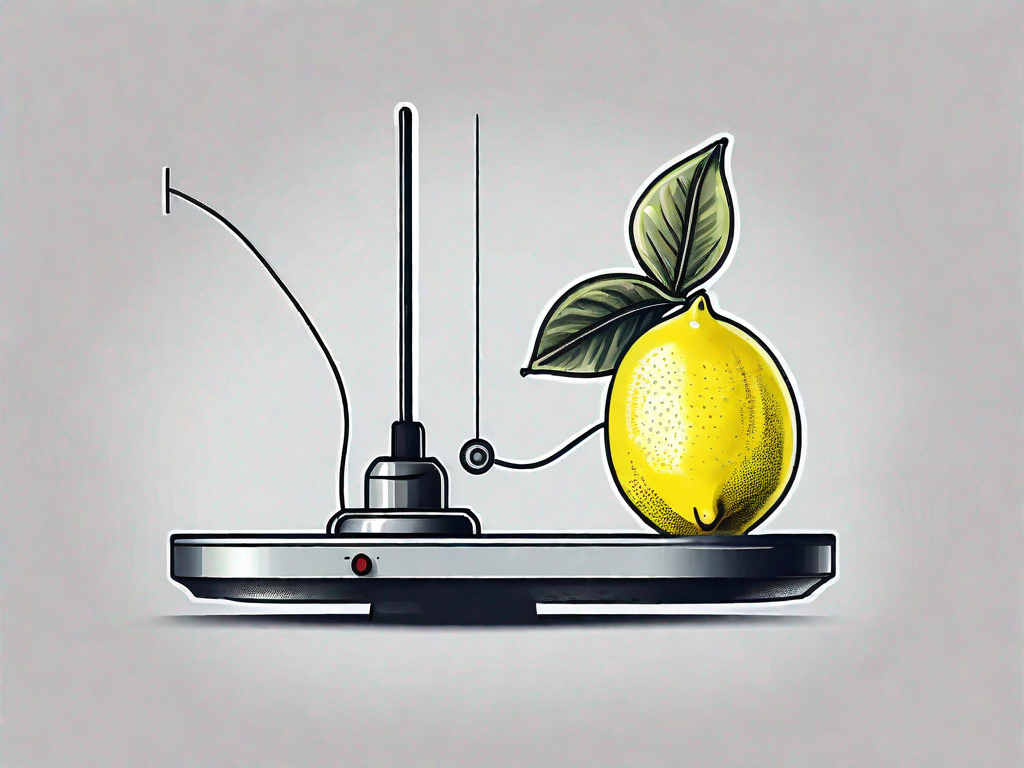 A lemon fruit with a broadcasting antenna on top