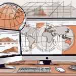 A computer screen displaying a dashboard with various digital marketing tools and a globe in the background