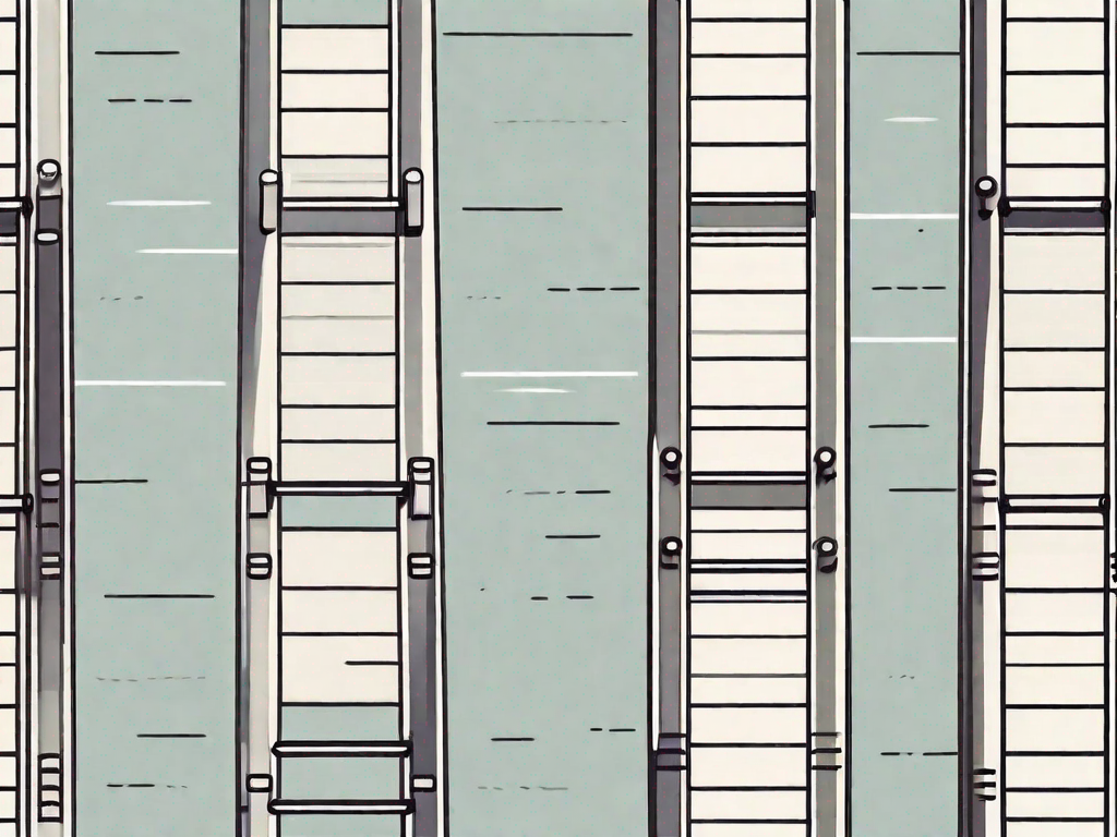 A vertical ladder with different levels representing stages of affiliate marketing