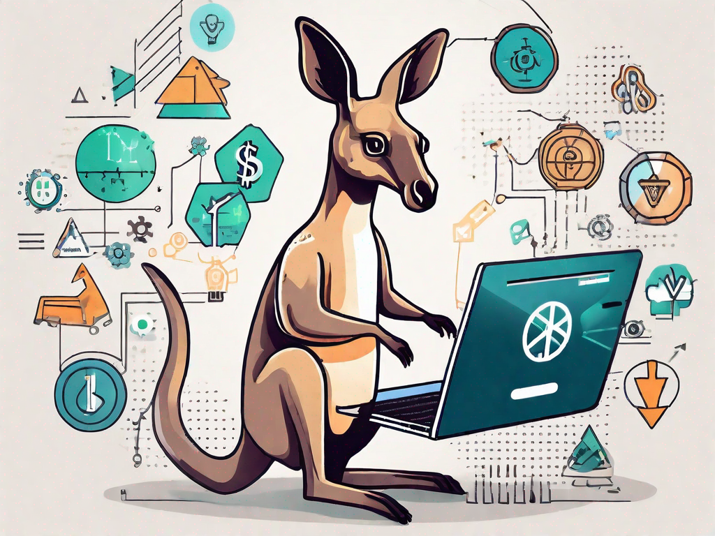 A kangaroo with a computer